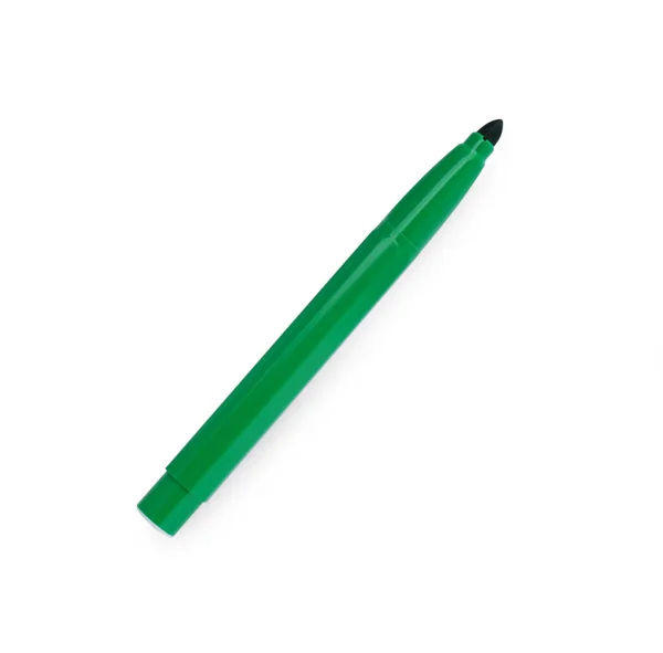 Marcador Verde Isolado Branco Vista Superior — Fotografia de Stock