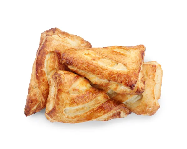 Fresh Tasty Puff Pastry White Background Top View — Stock Photo, Image