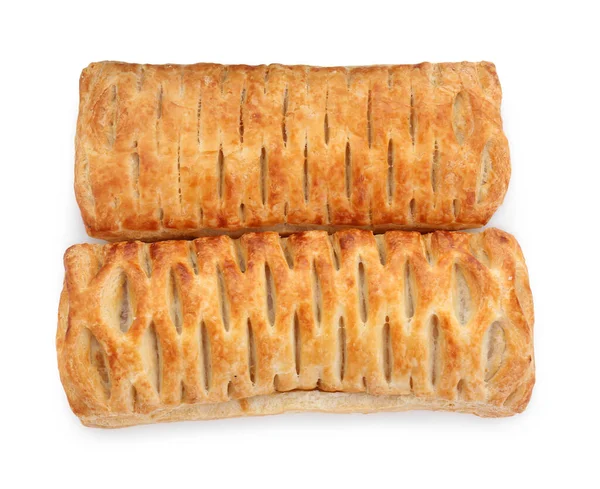 Fresh Tasty Puff Pastry White Background Top View — Stock Photo, Image