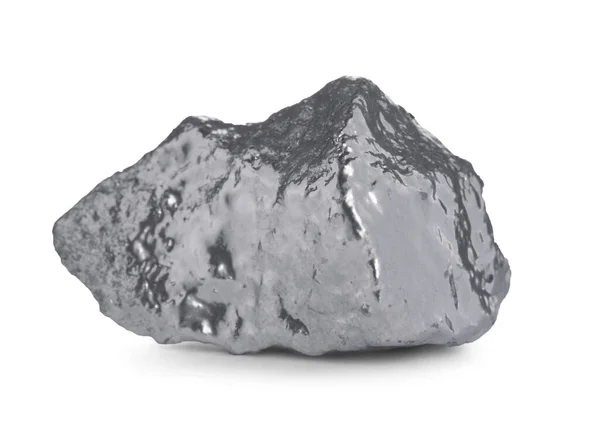 Glänsande Silver Nugget Vit Bakgrund — Stockfoto