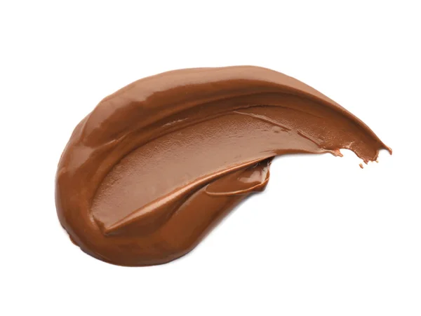 Esfregaço Pasta Chocolate Saboroso Fundo Branco Vista Superior — Fotografia de Stock