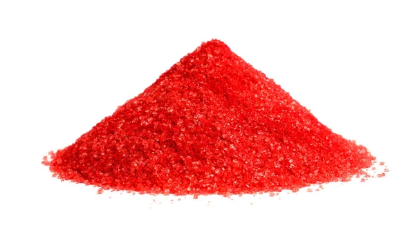 白に隔離された明るい赤の食品着色料のヒープ — ストック写真