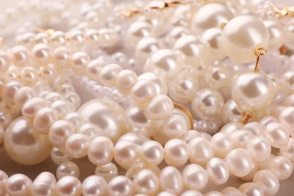 Élégants Colliers Perles Comme Fond Vue Rapprochée — Photo