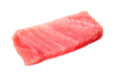 Lezzetli sashimi (taze çiğ ton balığı) beyaz üzerine izole edilmiş.