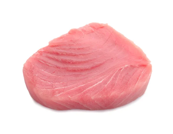 Frisches Rohes Thunfischfilet Isoliert Auf Weiß — Stockfoto