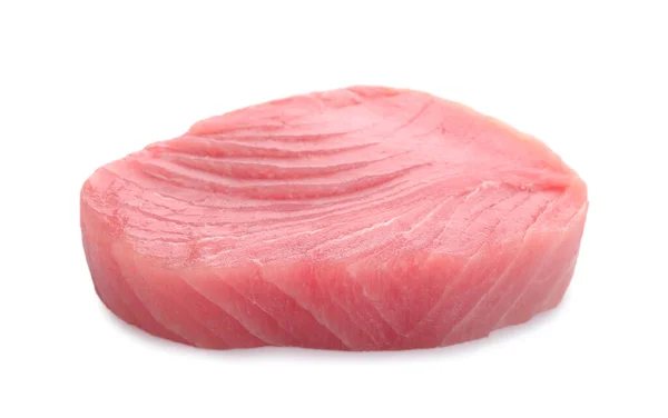 Frisches Rohes Thunfischfilet Isoliert Auf Weiß — Stockfoto