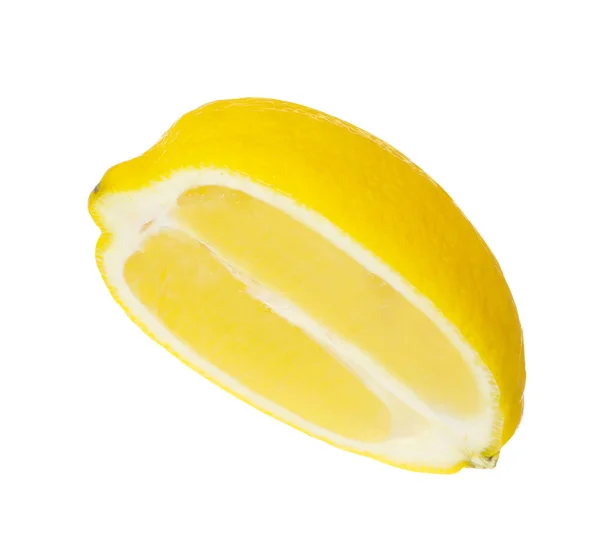 Citron Frais Mûr Moitié Isolé Sur Blanc — Photo