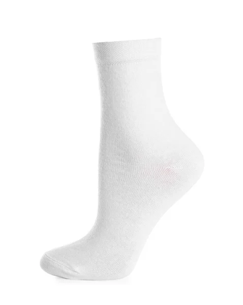 Jedna Stylová Čistá Ponožka Izolovaná Bílém — Stock fotografie