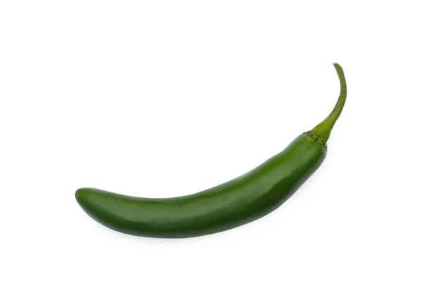Grön Varm Chili Peppar Isolerad Vit Ovanifrån — Stockfoto