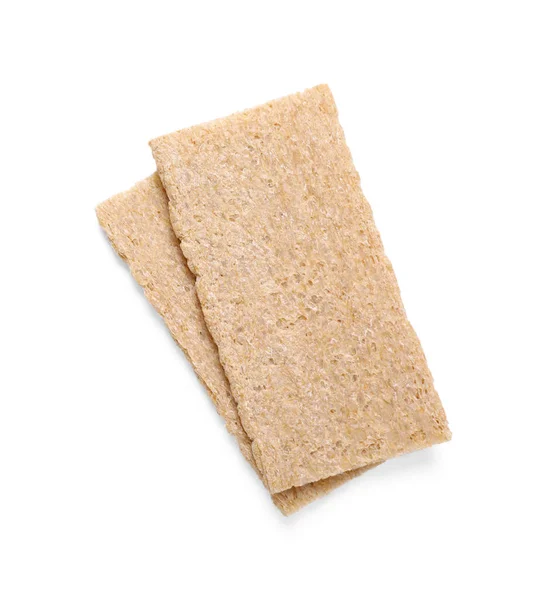 白い背景に新鮮なカリカリのライ麦のクリスピーパン トップビュー テキストのスペース — ストック写真