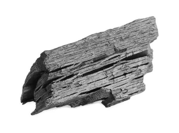 Een Stuk Steenkool Geïsoleerd Wit Minerale Afzettingen — Stockfoto