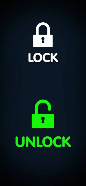 阻塞功能 用黑色背景上的字说明闭锁和打开的挂锁 — 图库照片