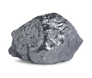 Beyaz arka planda parlak gümüş bir külçe