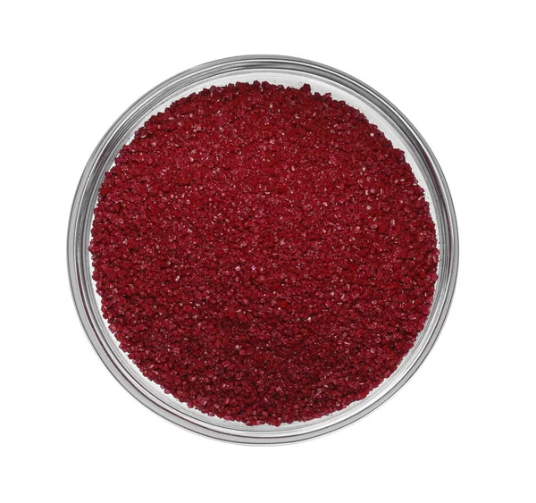 Tigela Vidro Com Coloração Alimentos Vermelho Escuro Isolado Vista Branca — Fotografia de Stock