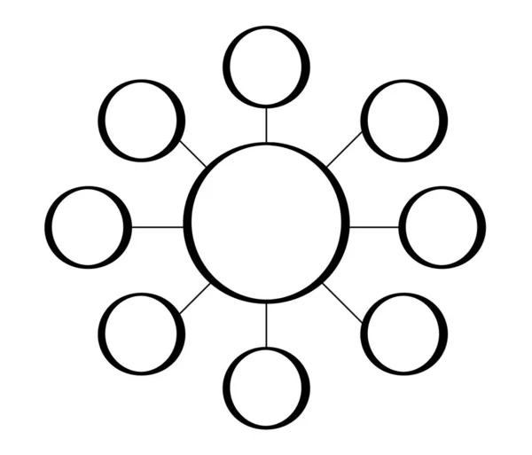 Mind Map Leere Kreise Verbunden Mit Dem Größten Kreis Auf — Stockfoto