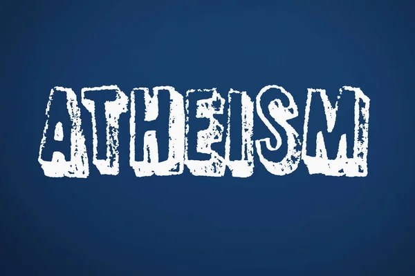 Λευκή Λέξη Αθεϊσμός Μπλε Φόντο Φιλοσοφική Θρησκευτική Θέση — Φωτογραφία Αρχείου