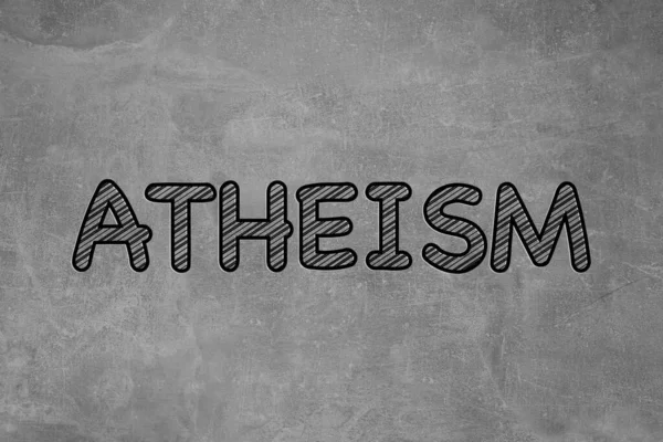 Słowo Ateizm Szary Kamienny Powierzchnia Stanowisko Filozoficzne Lub Religijne — Zdjęcie stockowe