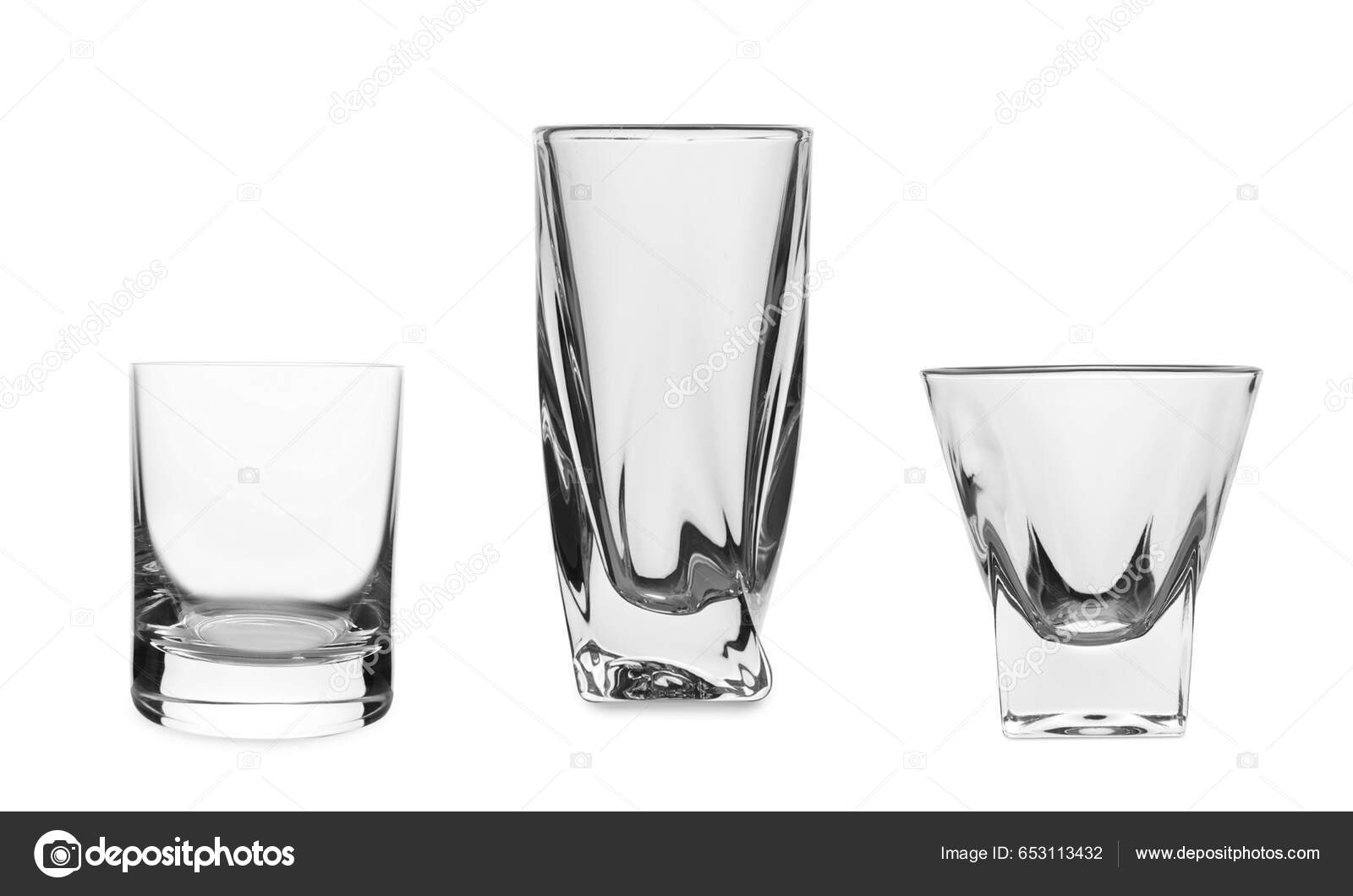 Κολάζ Διαφορετικά Άδεια Ποτήρια Λευκό Φόντο — Φωτογραφία Αρχείου ©  NewAfrica #653113432
