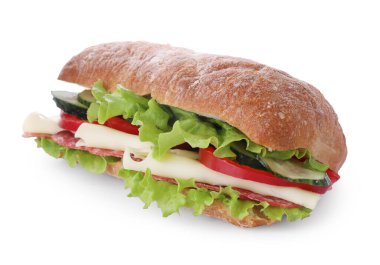 Taze sebzeli, peynirli ve salamlı nefis sandviç.