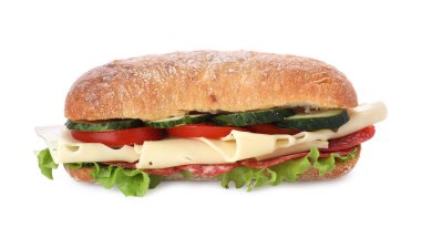 Taze sebzeli, peynirli ve salamlı nefis sandviç.