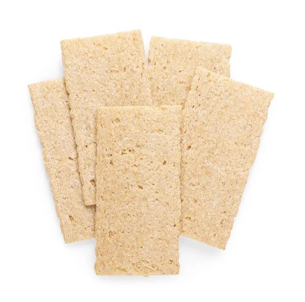 Fresh Crunchy Rye Crispbreads White Background Top View — Stock Photo, Image