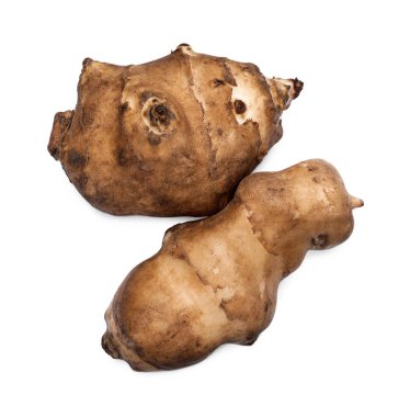 Kudüs enginarları beyaz, üst görünümde izole.