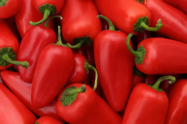 Rode Hete Chili Pepers Als Achtergrond Bovenaanzicht — Stockfoto