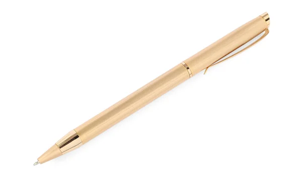 Beyaz Üzerine Izole Edilmiş Yeni Şık Altın Kalem — Stok fotoğraf