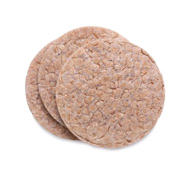 Beyaz arka planda taze gevrek gevrekler, üst görünüm