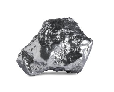 Beyaz arka planda parlak gümüş bir külçe