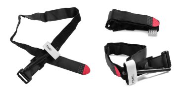 Beyaz, farklı taraflarda izole edilmiş ilk yardım turnikesi ile kolaj. Tıbbi ekipman