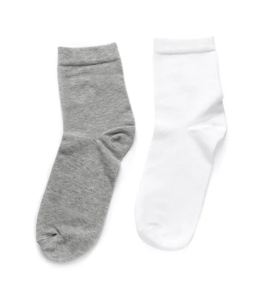 Різні Шкарпетки Ізольовані Білому Вид Зверху — стокове фото