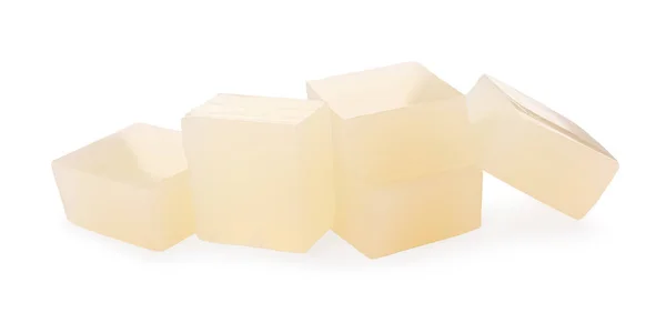 Molti Cubi Gelatina Agar Agar Sfondo Bianco — Foto Stock