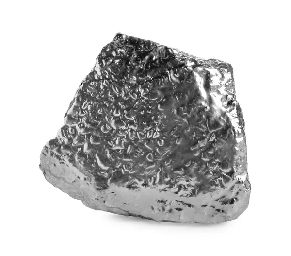 One Shiny Silver Nugget Isolated White — Stock Photo, Image