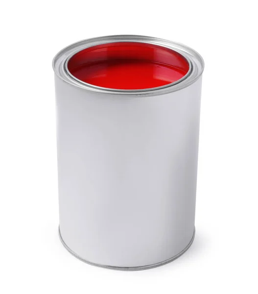 白で隔離される赤いペンキの缶 — ストック写真