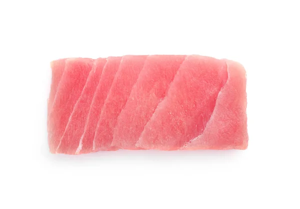 Lezzetli Sashimi Taze Çiğ Ton Balığı Beyaz Üst Görünümde Izole — Stok fotoğraf
