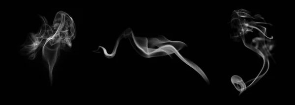 Collezione Fumo Bianco Sfondo Nero — Foto Stock