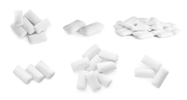 Collage Con Gomme Masticare Sfondo Bianco — Foto Stock