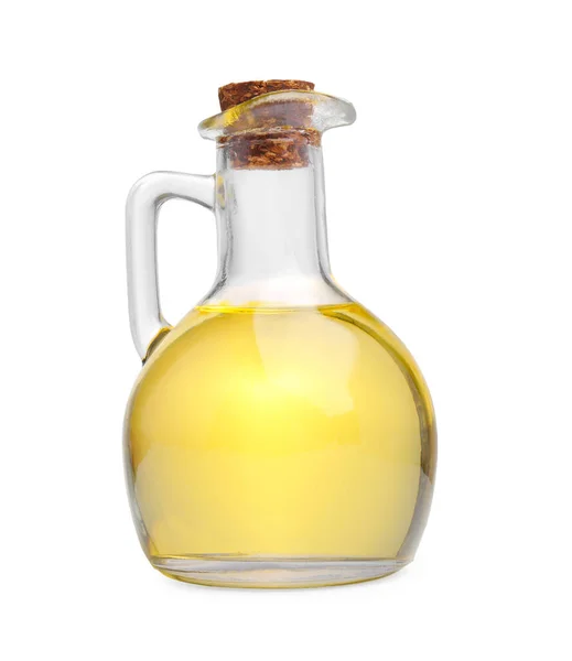 Glass Jug Cooking Oil Isolated White — Stock Fotó