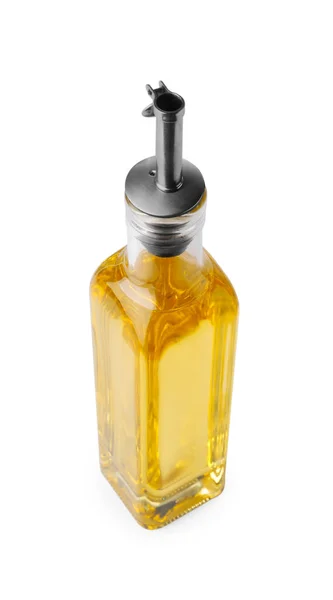 Скляна Пляшка Олії Приготування Їжі Ізольована Білому — стокове фото