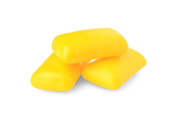Вкусные Желтые Жевательные Резинки Изолированные Белом — стоковое фото
