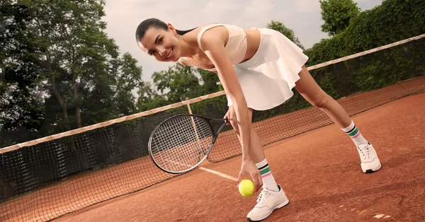Професійна Спортсменка Платить Теніс Дворі Дизайн Прапора — стокове фото