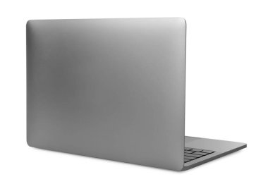 Açık dizüstü bilgisayar beyazda izole edildi. Modern teknoloji