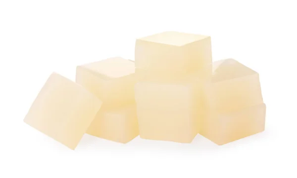 Nombreux Cubes Gelée Agar Agar Sur Fond Blanc — Photo