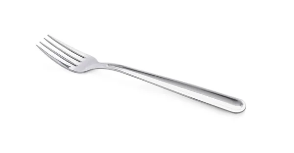 One Shiny Metal Fork Isolated White — Fotografia de Stock