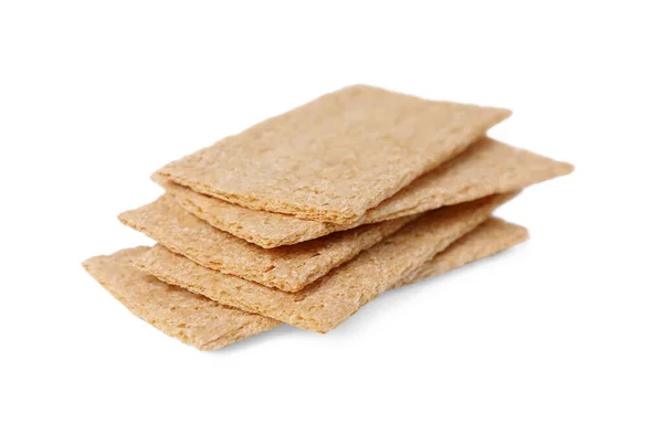 Stack Fresh Crunchy Rye Crispbreads White Background — Stock Photo, Image