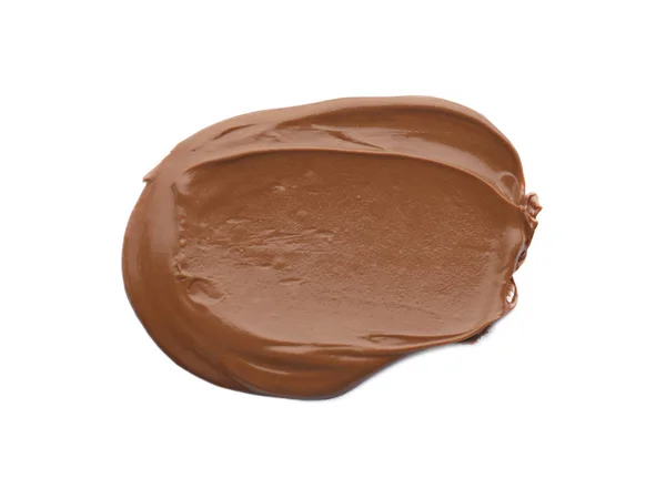 Smear Van Smakelijke Chocoladepasta Witte Achtergrond Bovenaanzicht — Stockfoto
