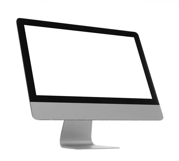 Computer Moderno Con Schermo Vuoto Isolato Bianco — Foto Stock