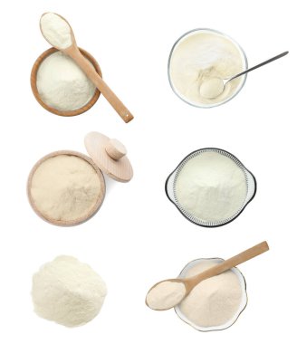 Beyaz, üst görünümde izole edilmiş agar-agar tozu ile ayarla