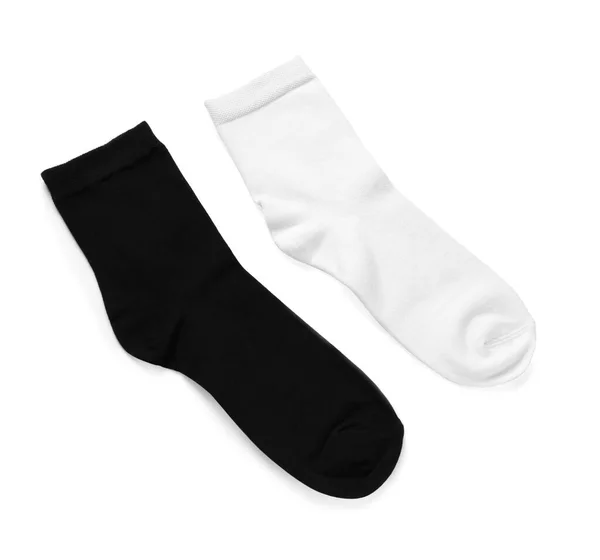 Διαφορετικές Κάλτσες Που Απομονώνονται Λευκό Πάνω Όψη — Φωτογραφία Αρχείου